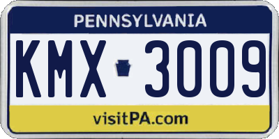 PA license plate KMX3009