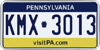 PA license plate KMX3013