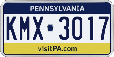 PA license plate KMX3017
