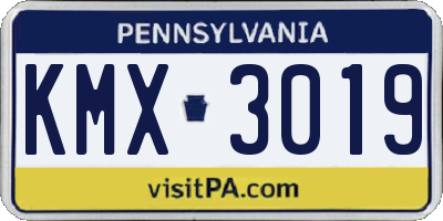 PA license plate KMX3019