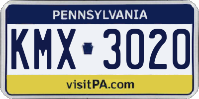 PA license plate KMX3020