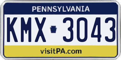 PA license plate KMX3043