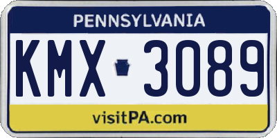 PA license plate KMX3089