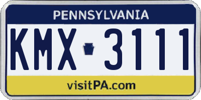 PA license plate KMX3111