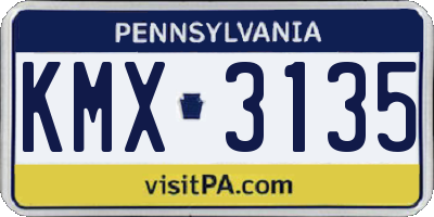 PA license plate KMX3135