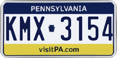PA license plate KMX3154