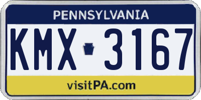 PA license plate KMX3167