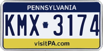 PA license plate KMX3174