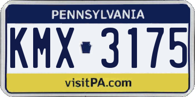 PA license plate KMX3175