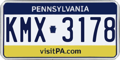 PA license plate KMX3178