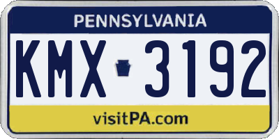 PA license plate KMX3192