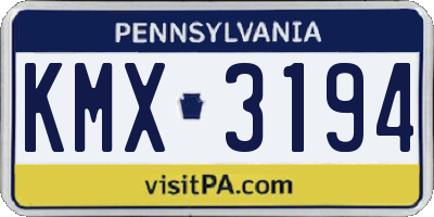 PA license plate KMX3194