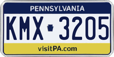 PA license plate KMX3205