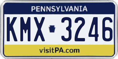 PA license plate KMX3246