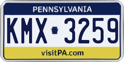 PA license plate KMX3259