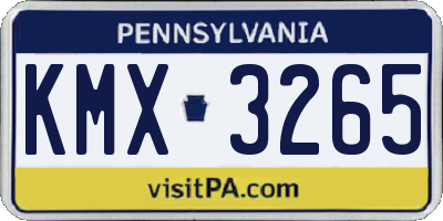 PA license plate KMX3265