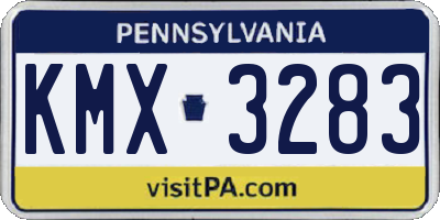 PA license plate KMX3283