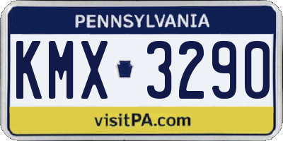 PA license plate KMX3290