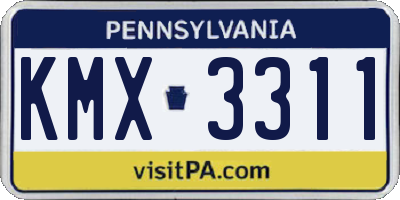 PA license plate KMX3311