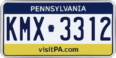 PA license plate KMX3312