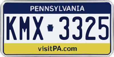 PA license plate KMX3325