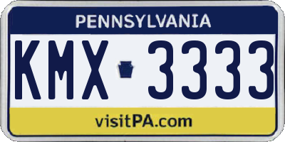 PA license plate KMX3333