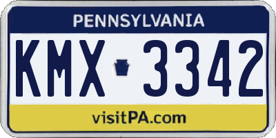 PA license plate KMX3342