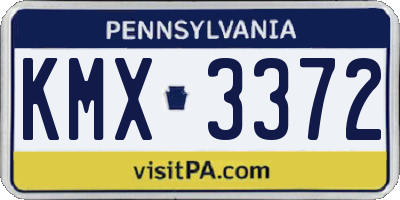 PA license plate KMX3372