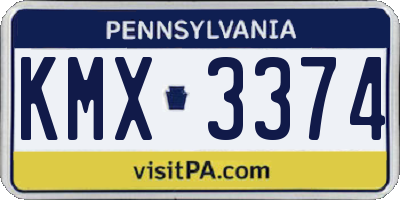 PA license plate KMX3374