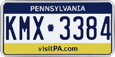 PA license plate KMX3384
