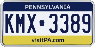 PA license plate KMX3389