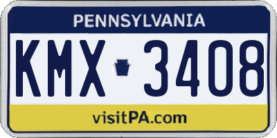 PA license plate KMX3408