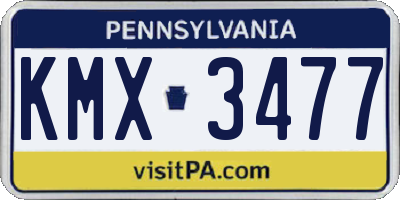 PA license plate KMX3477