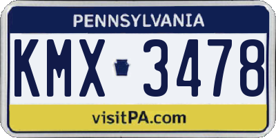PA license plate KMX3478