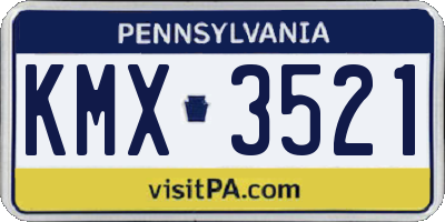 PA license plate KMX3521