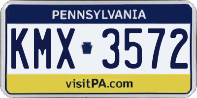PA license plate KMX3572