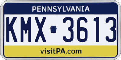 PA license plate KMX3613
