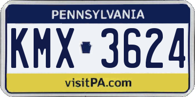 PA license plate KMX3624