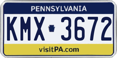 PA license plate KMX3672