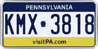 PA license plate KMX3818