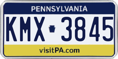 PA license plate KMX3845