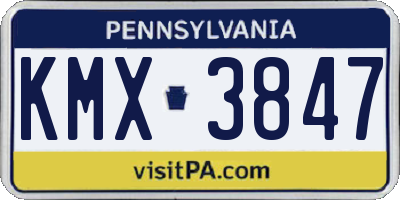 PA license plate KMX3847