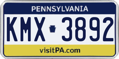 PA license plate KMX3892