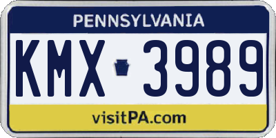 PA license plate KMX3989