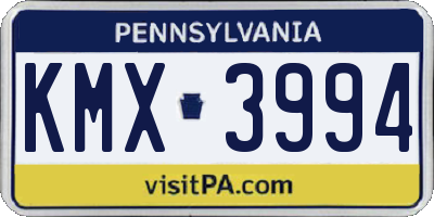 PA license plate KMX3994