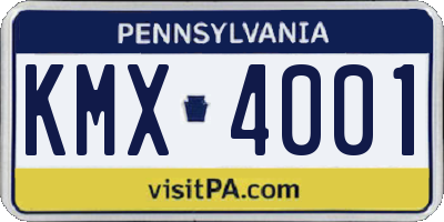 PA license plate KMX4001