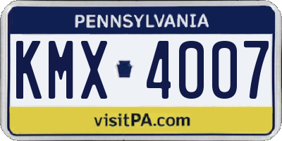 PA license plate KMX4007