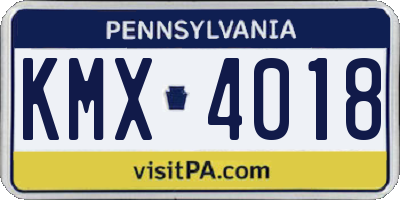 PA license plate KMX4018
