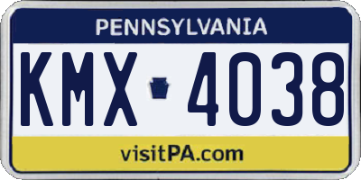 PA license plate KMX4038