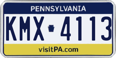 PA license plate KMX4113